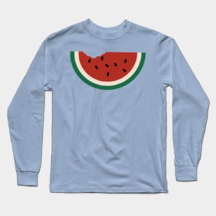 cute summer watermelon slice with a bite Long Sleeve T-Shirt